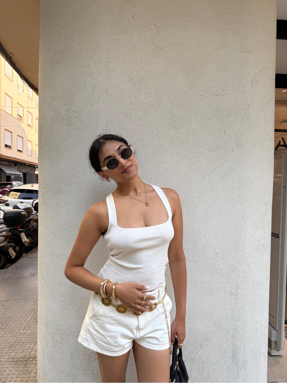 Edikted White Square-Neck Ribbed Tank Top
